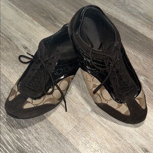 Coach Kodie Brown Patent Leather Sneakers Size 9